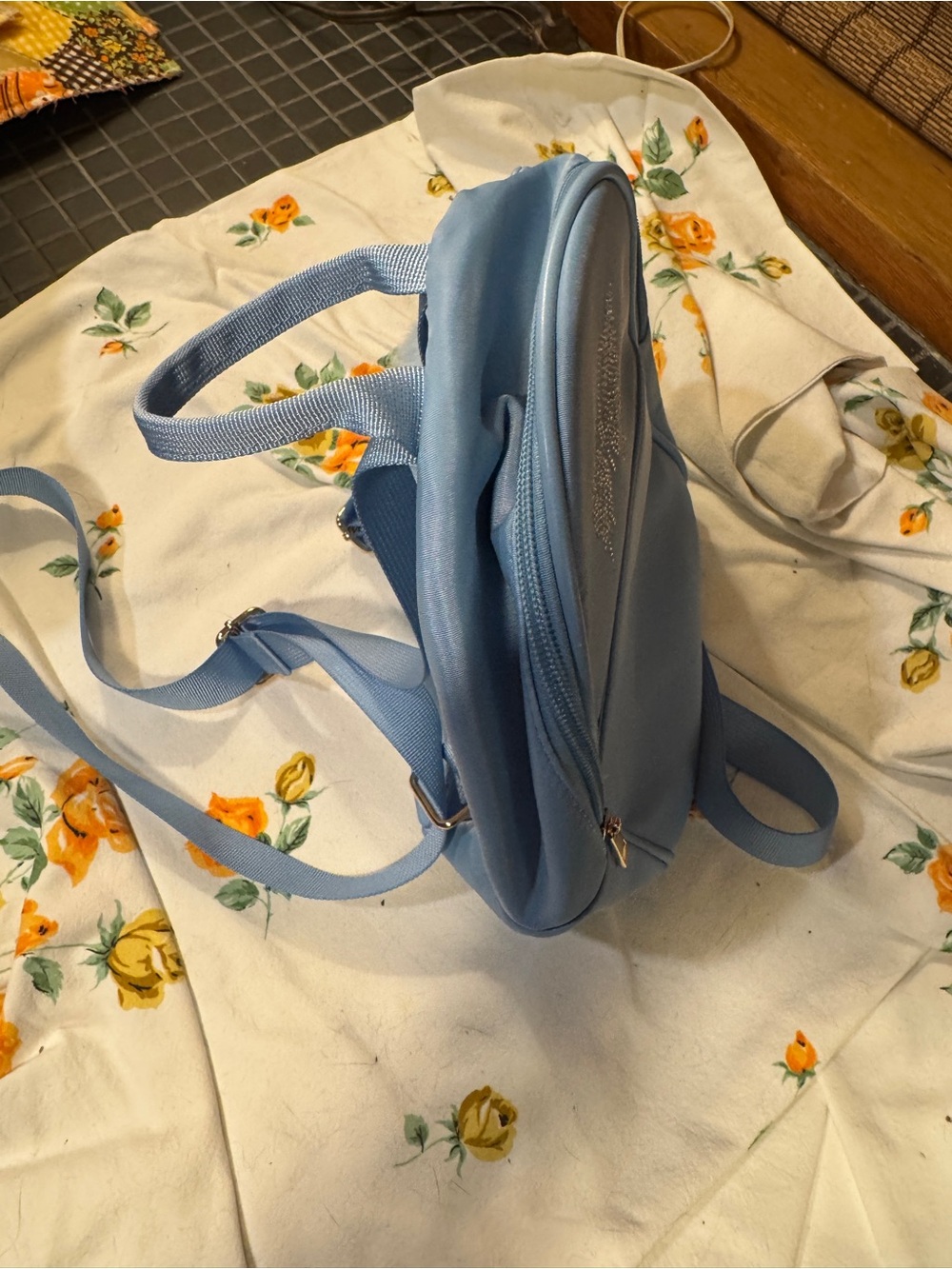Light Blue Rhinestone Butterfly Mini Backpack - Picture 3 of 3